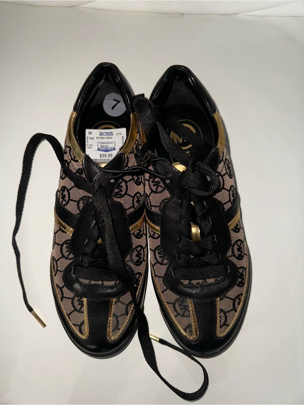 Michael Kors Brown Black and Gold Logo Lace-Up Sneakers